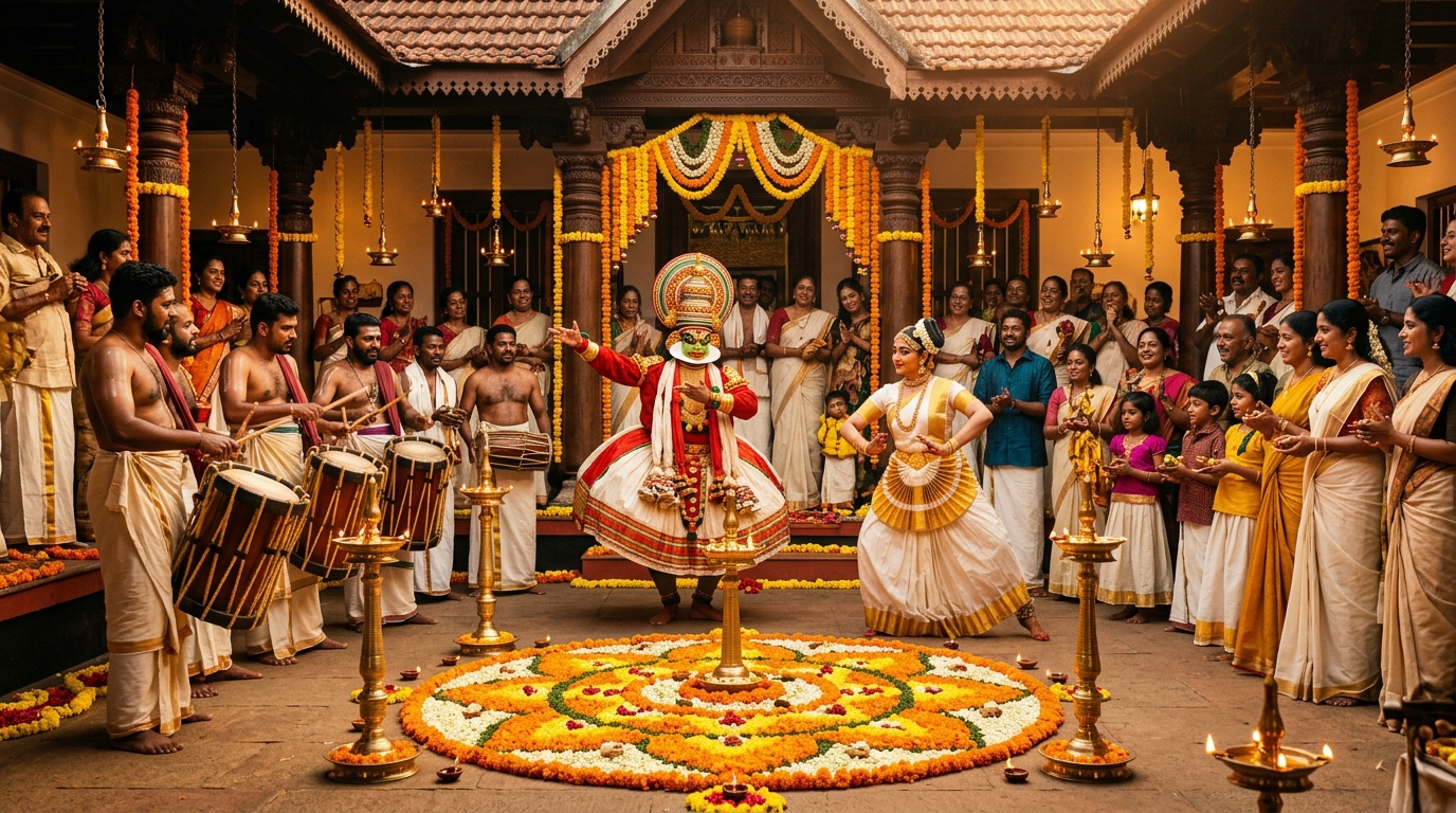 Traditional Kerala Kathakali and cultural celebration